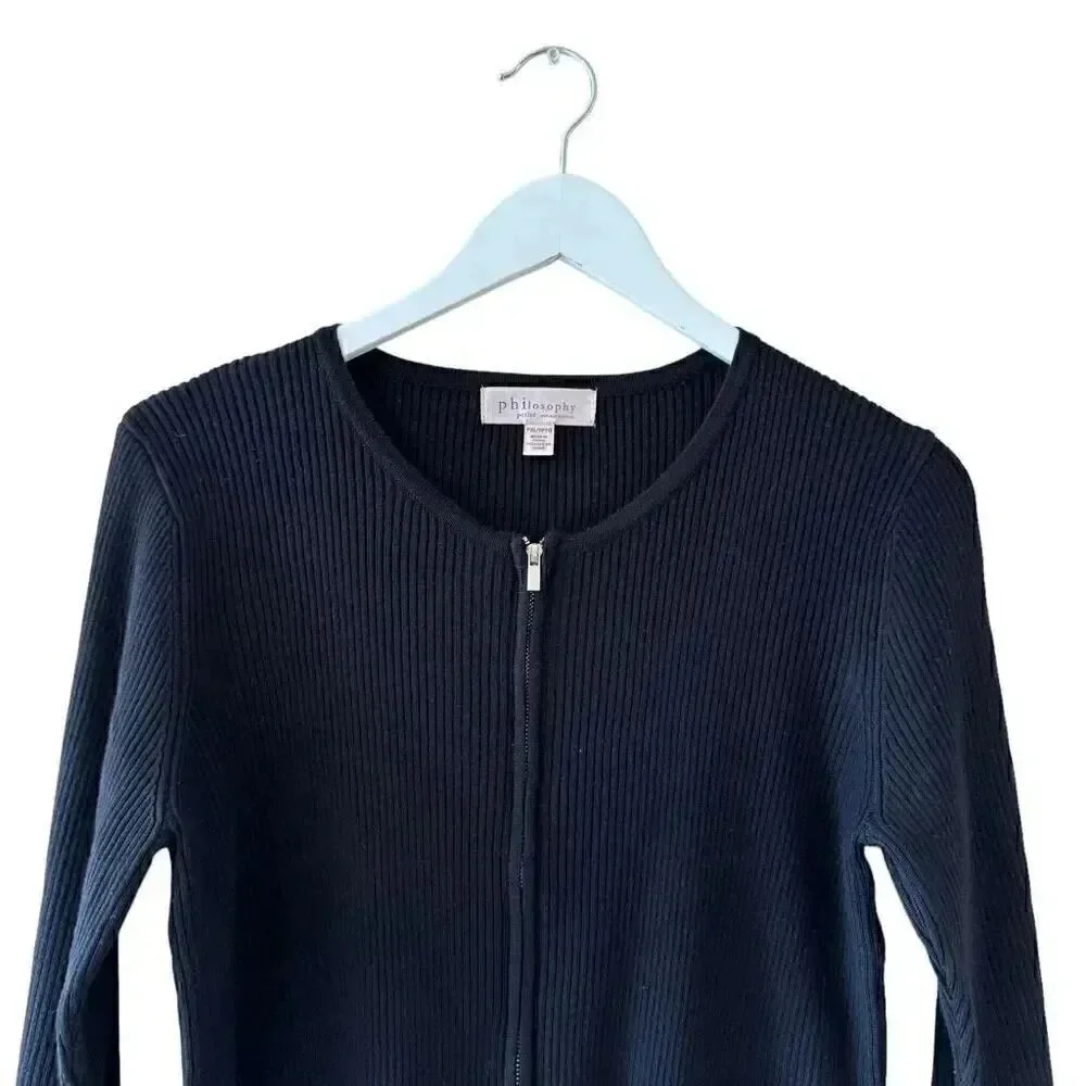 Philosophy Ribbed Knit Front Zipper Long Sleeves Soft Sweater SZ PXL #1962